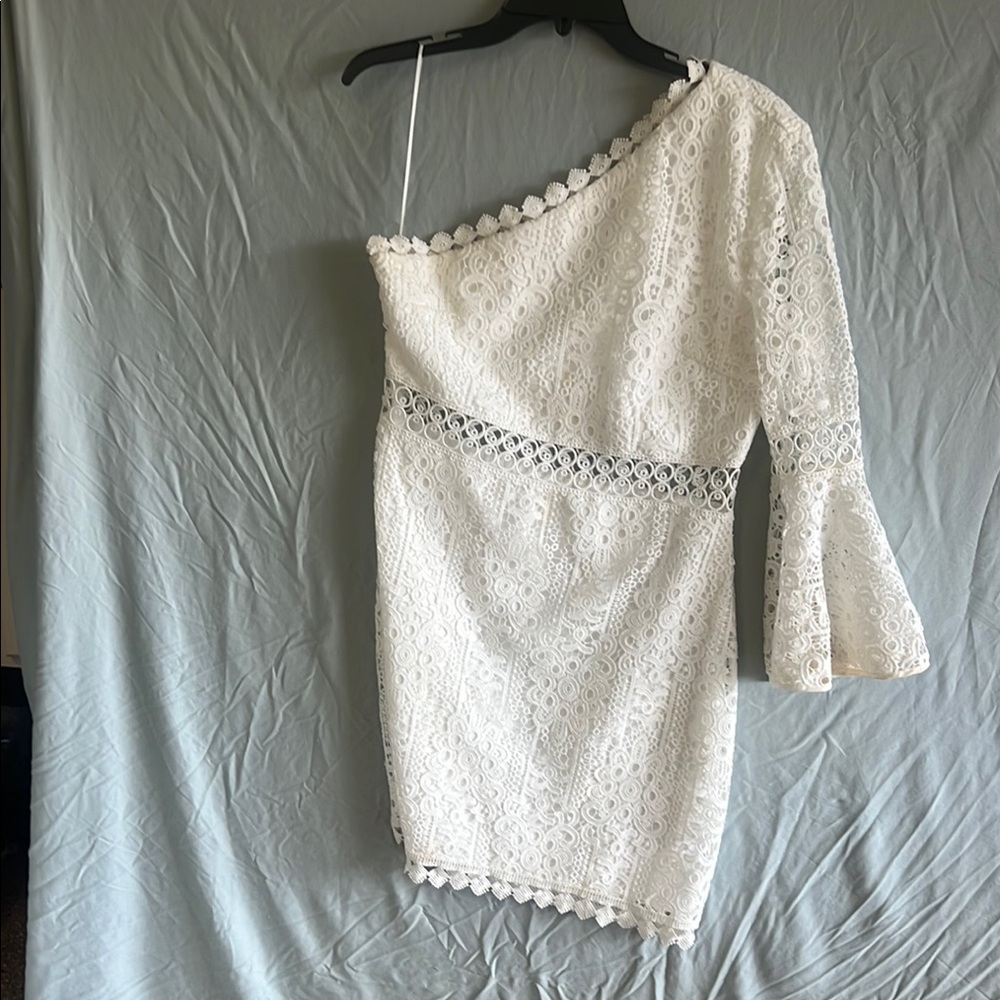 Cream Asymmetrical One-Shoulder Cocktail Dress